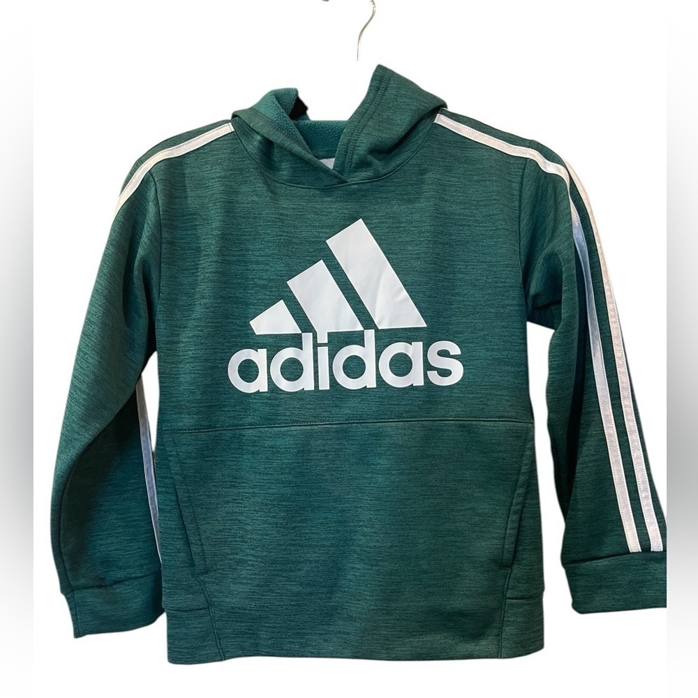 Adidas Kids Green Fleece Lined Sweatshirt Hoodie Boy's Size: 8 Small